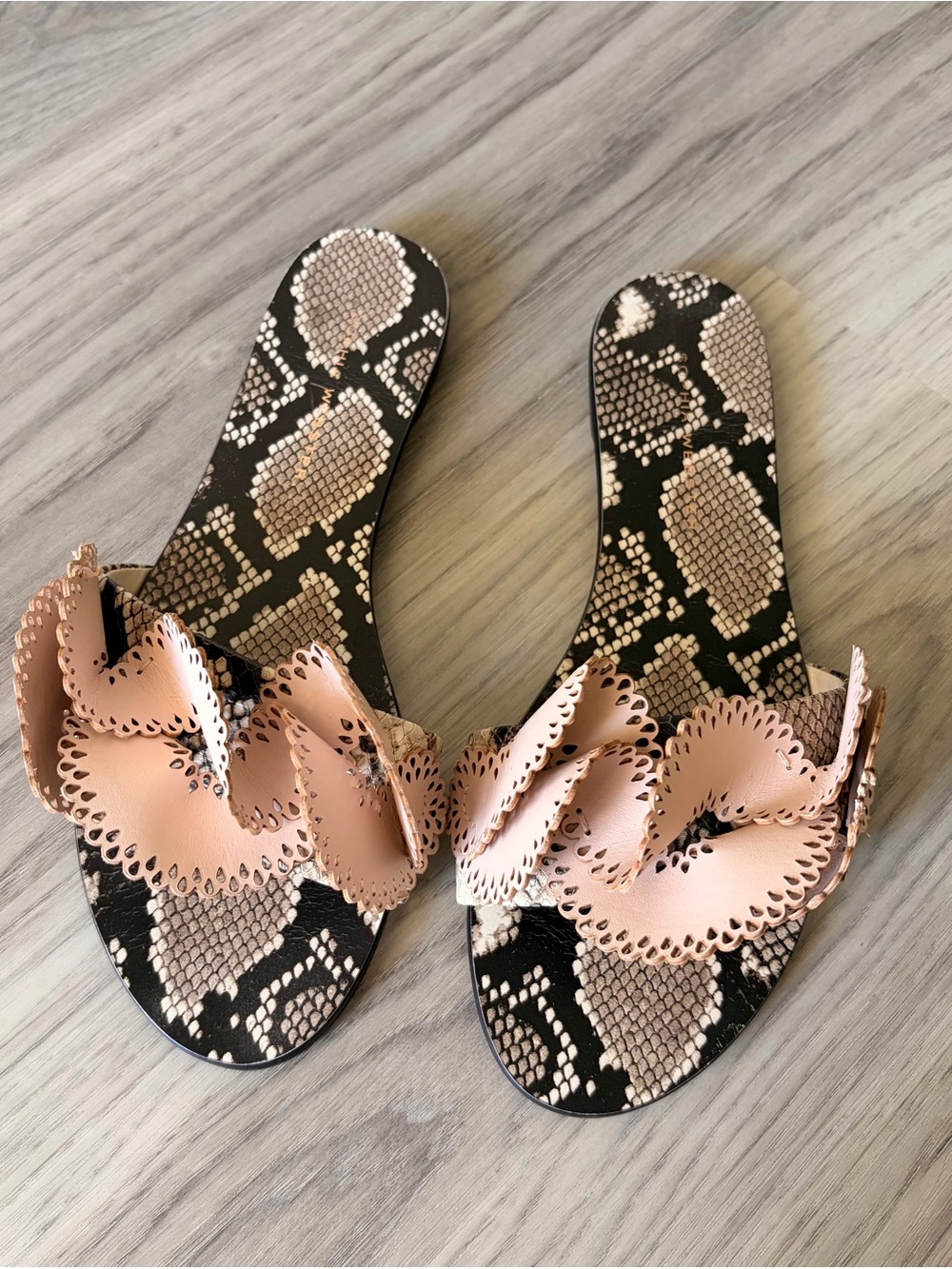 Sophia Webster pink and black snakeskin slide sandals size 37.5